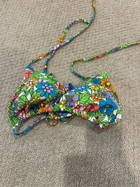wild fable Floral Halter Bikini Top in Green, Blue, Yellow